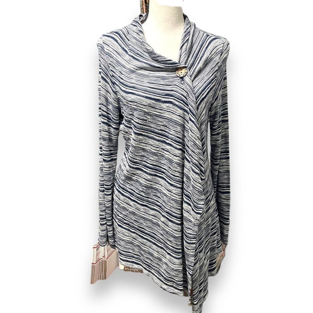 Bobeau‎ Women's Soft Cover-Up Overlap Top Jacket Navy Blue Medium